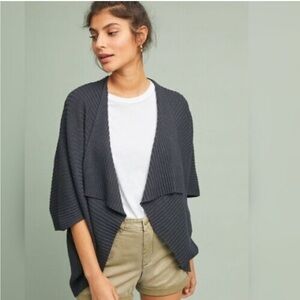 Pure + Good Ribbed Cocoon Cape Sweater